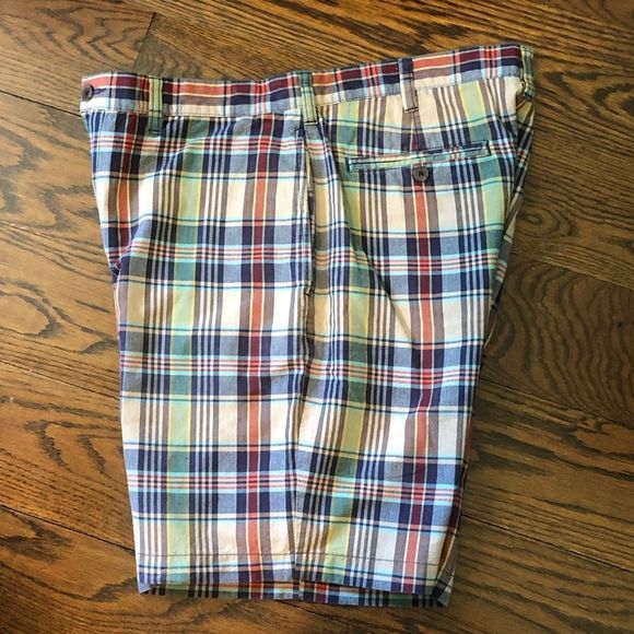 LANDS END Mens Plaid Flat Front Shorts Sz 36 - Picture 4 of 6